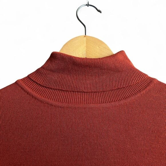 00’s Y2K Chico’s Rich Pumpkin Orange Long Sleeved Turtleneck W/Ribbed Paneling - Picture 3 of 8